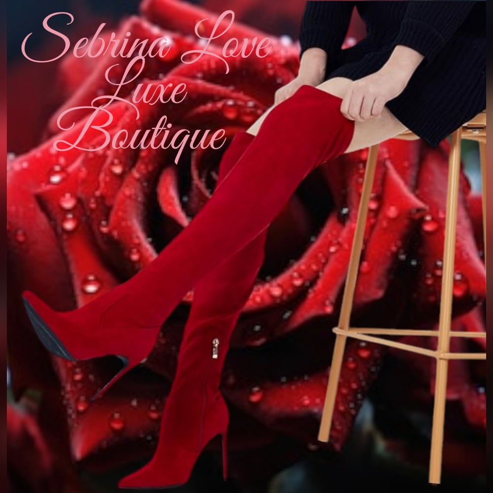 Sexy Red Over The Knee Thigh Boots